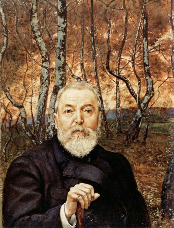 Hans Thoma Self-Portrait before a Birch Wood